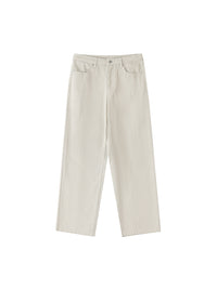Rifted Heavyweight Cotton Straight-Leg Pants