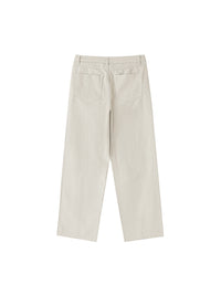 Rifted Heavyweight Cotton Straight-Leg Pants
