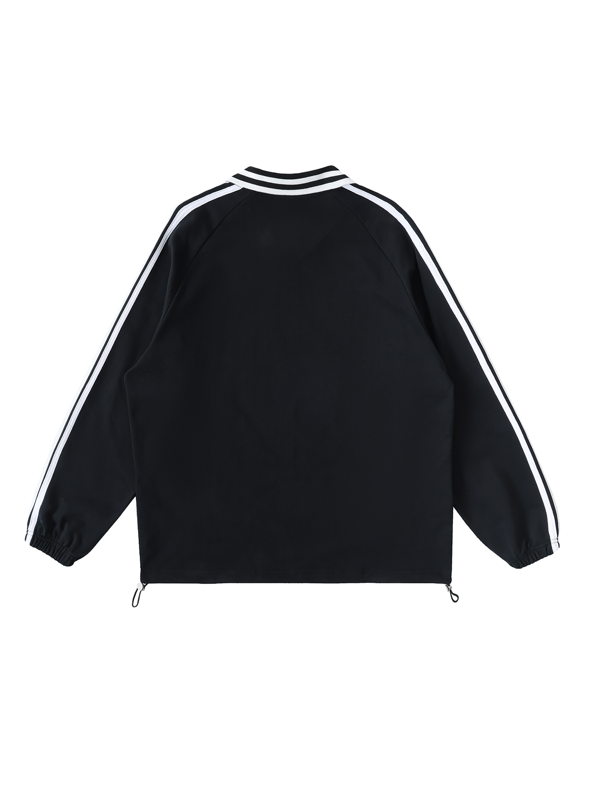 Rifted Contrast Striped Lapel Collar Sweatshirt