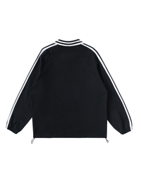 Rifted Contrast Striped Lapel Collar Sweatshirt