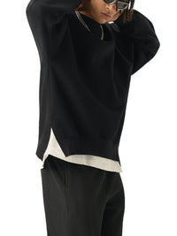 Rifted Fleece Side Slit Crewneck Sweatshirt