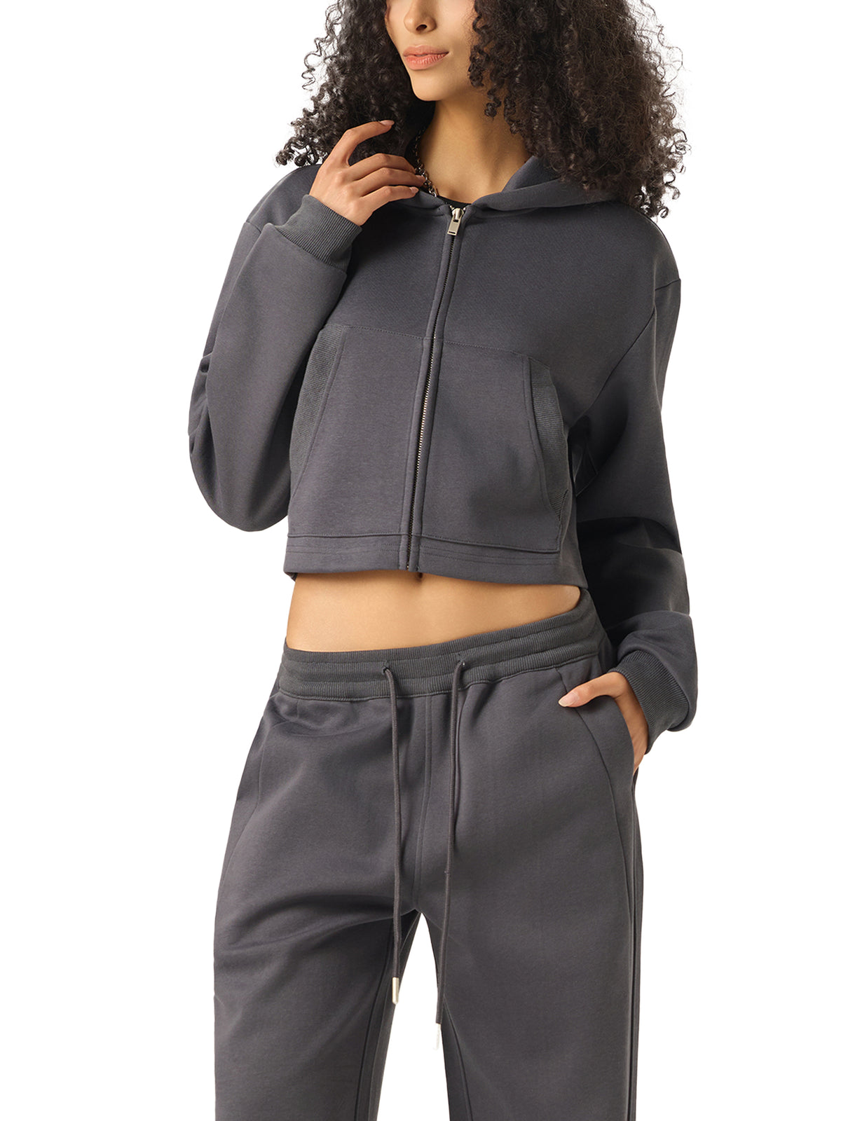 Rifted Women's Essential Cropped Zip-Up Hoodie