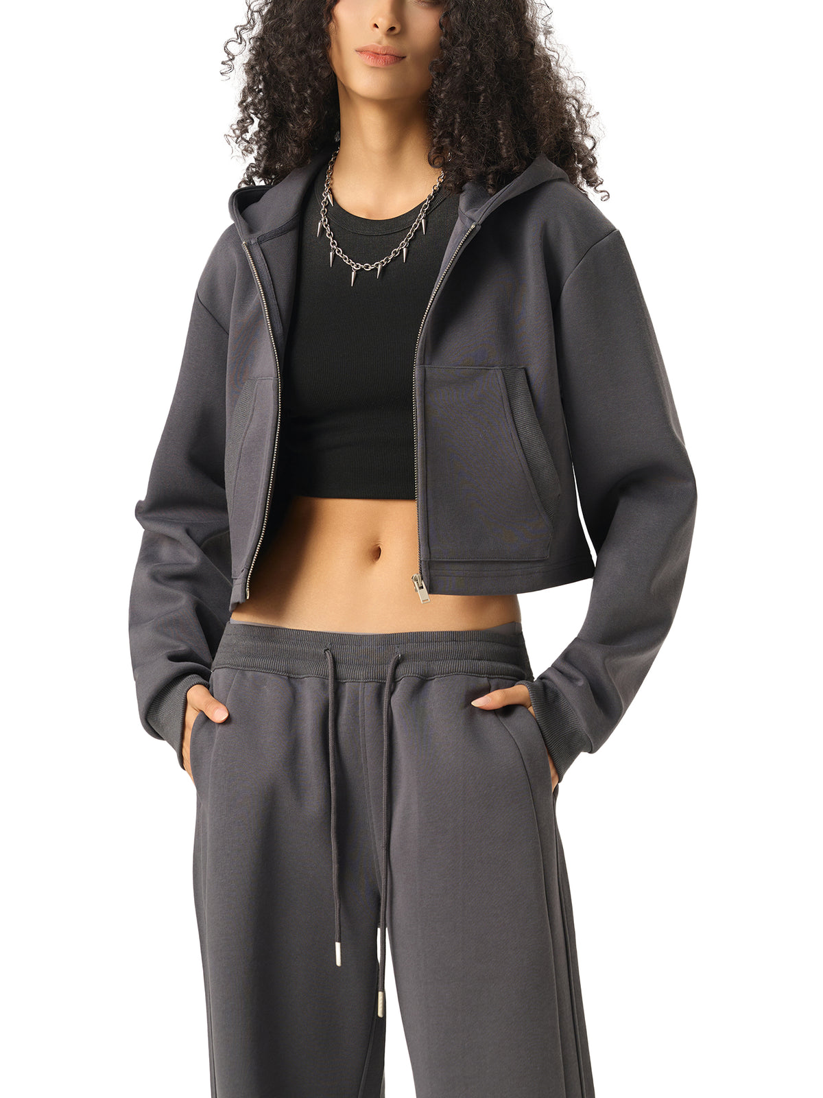 Rifted Women's Essential Cropped Zip-Up Hoodie