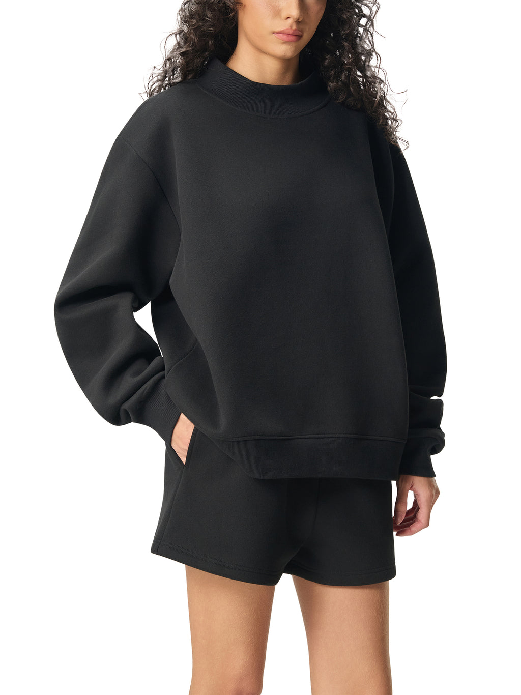 Fleece Mock-Neck Sweatshirt