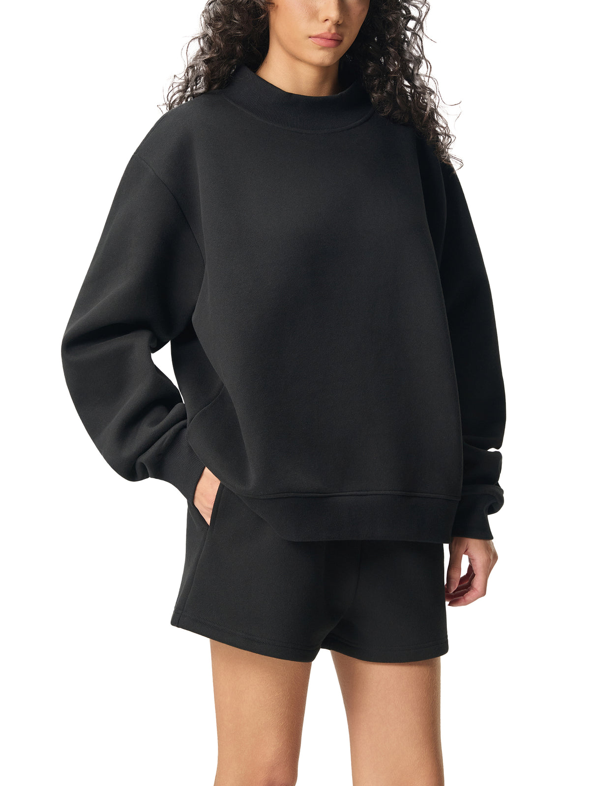 Fleece Mock-Neck Sweatshirt