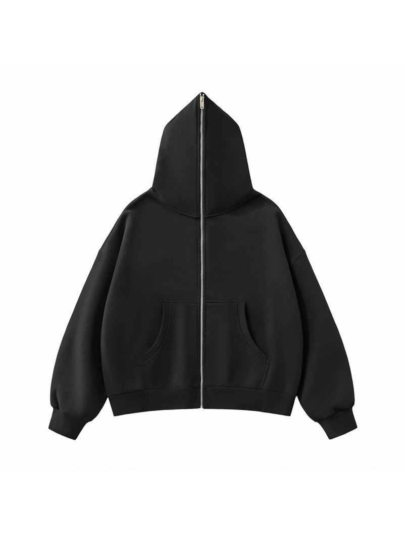 Rifted Fleeced Full-Zip Boxy Hoodie