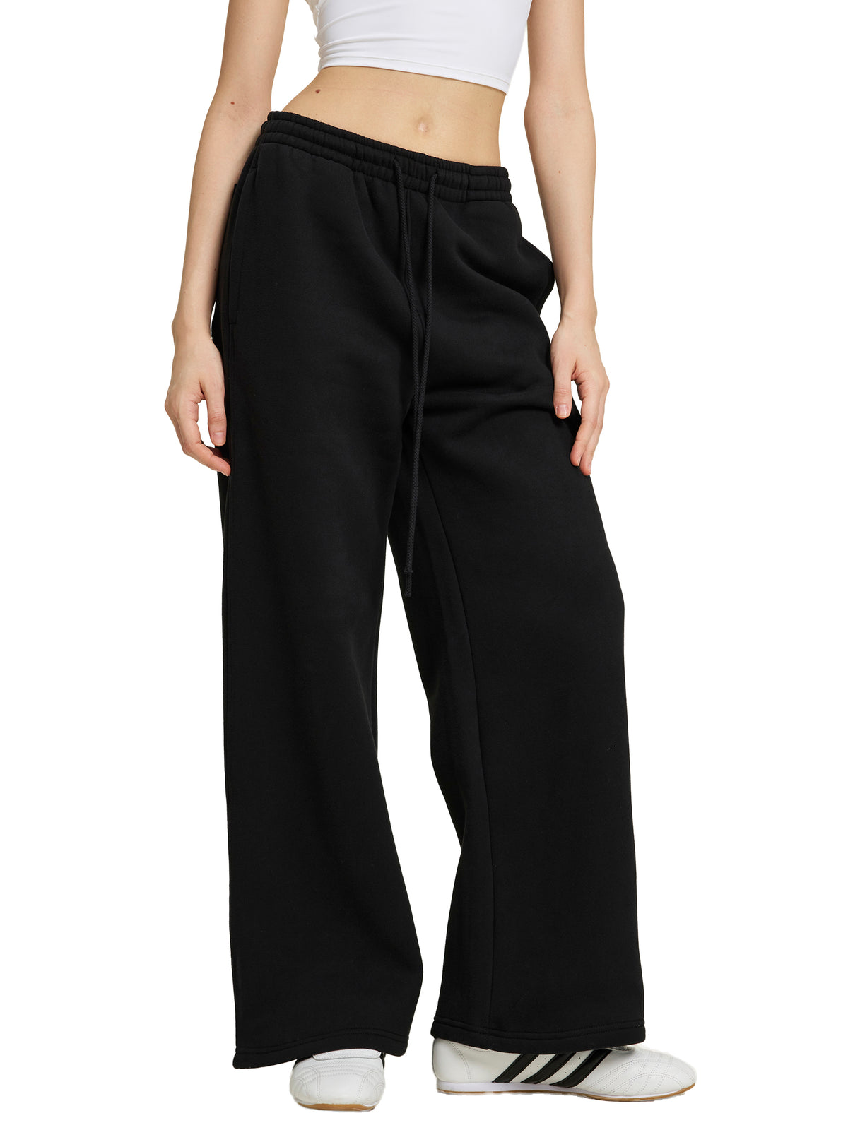 Rifted Fleece Drawstring Straight-Leg Sweatpants