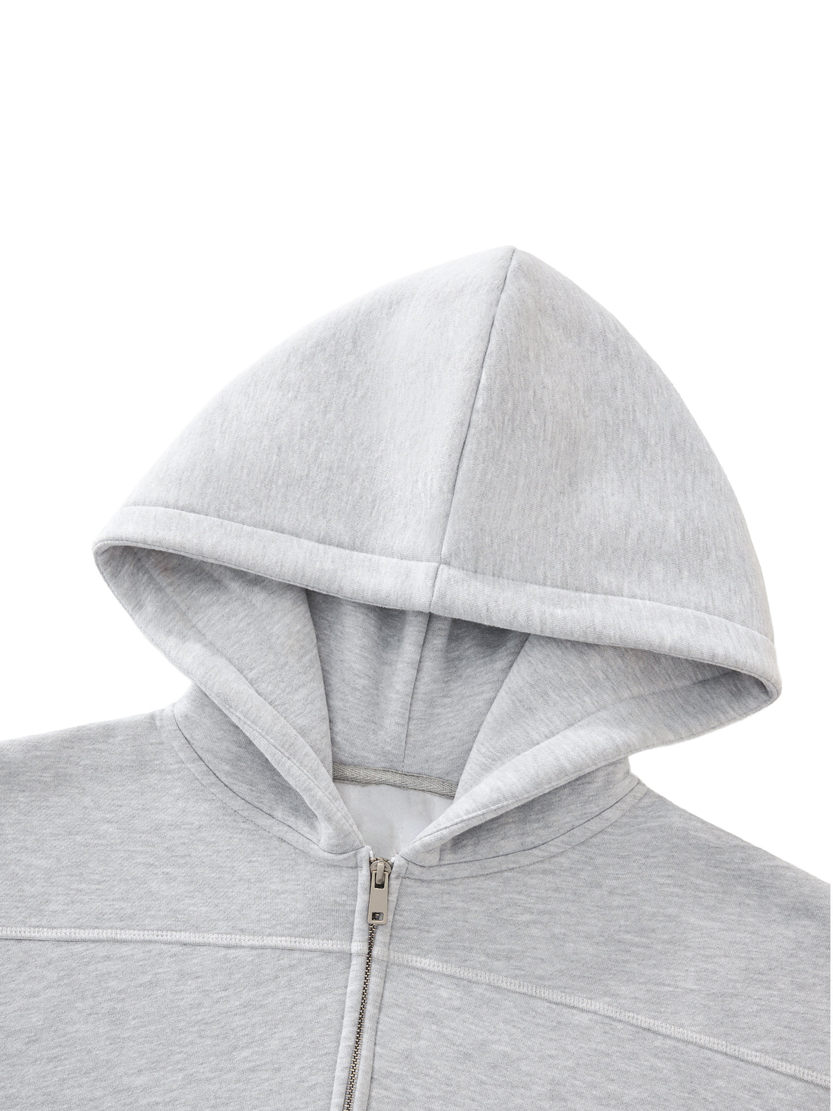 Rifted Contrast-Stitched Boxy Fleece Zip Hoodie