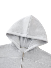 Rifted Contrast-Stitched Boxy Fleece Zip Hoodie