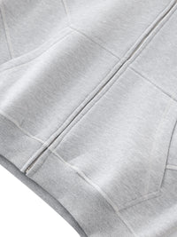 Rifted Contrast-Stitched Boxy Fleece Zip Hoodie