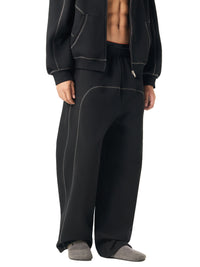 Rifted Contrast-Stitched Fleece Sweatpants