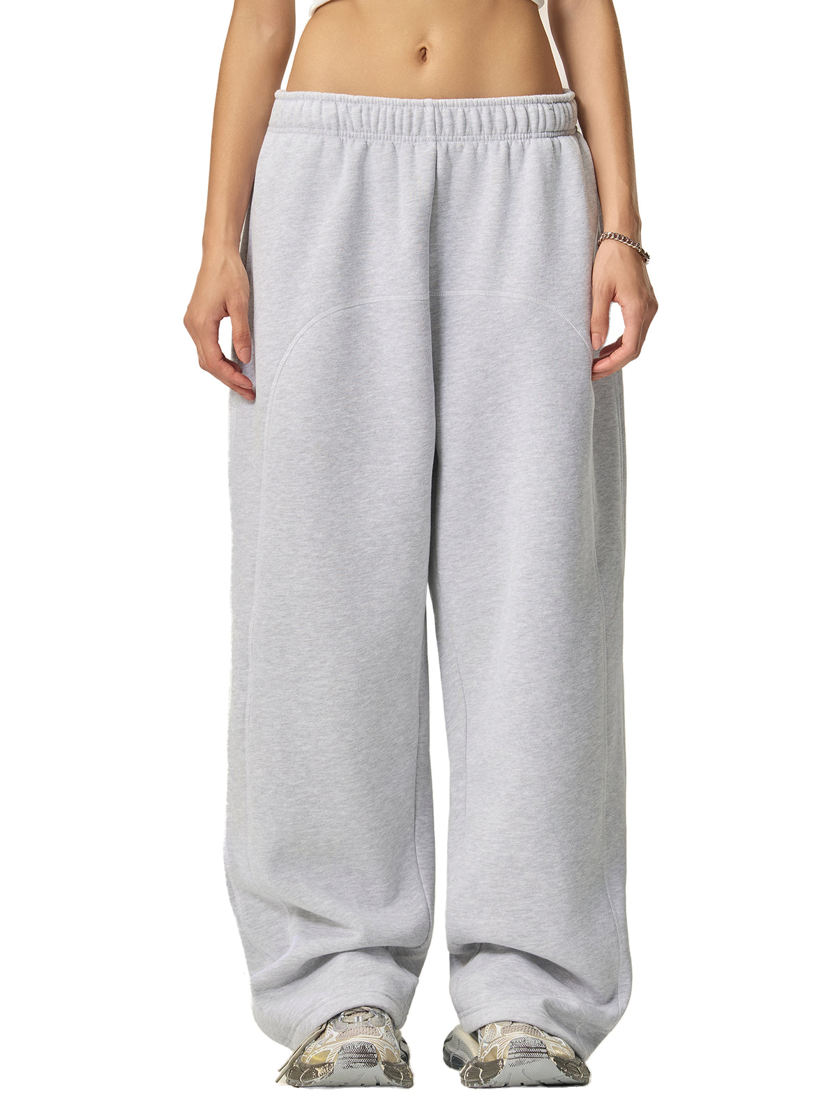 Rifted Contrast-Stitched Fleece Sweatpants