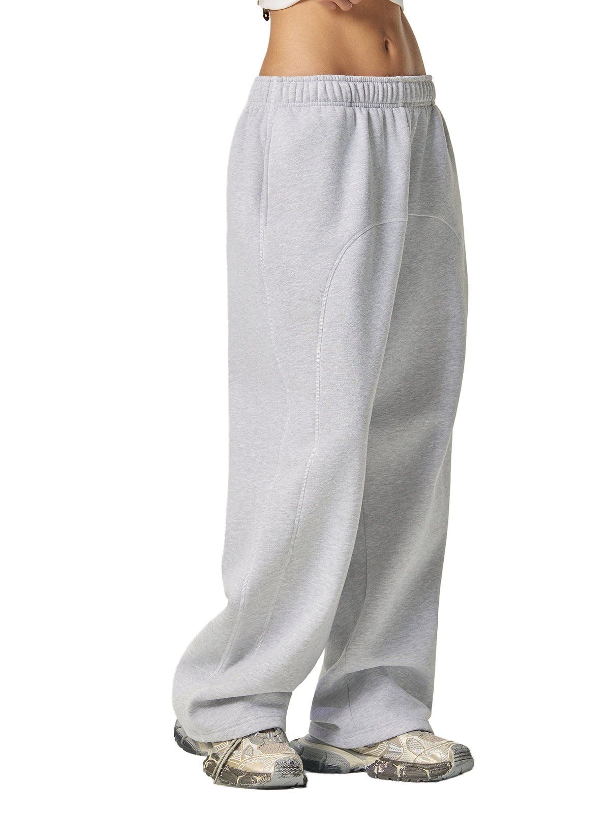 Rifted Contrast-Stitched Fleece Sweatpants