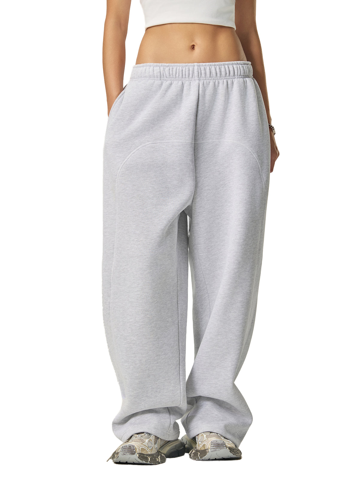 Rifted Contrast-Stitched Fleece Sweatpants