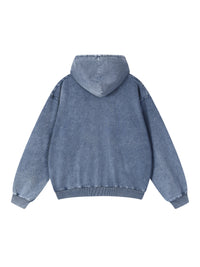 Rifted Snow Wash Oversized Zip-Up Hoodie