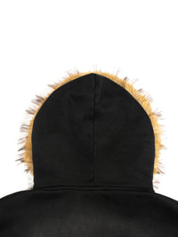 Rifted Sun Fade Boxy Detachable Fur Hoodie