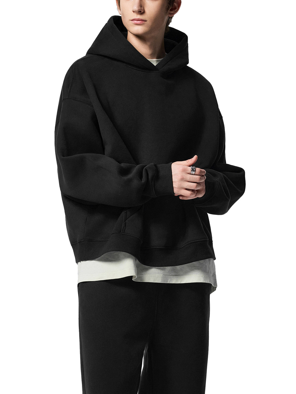 Rifted Essential Oversized Boxy Fit Fleece Hoodie