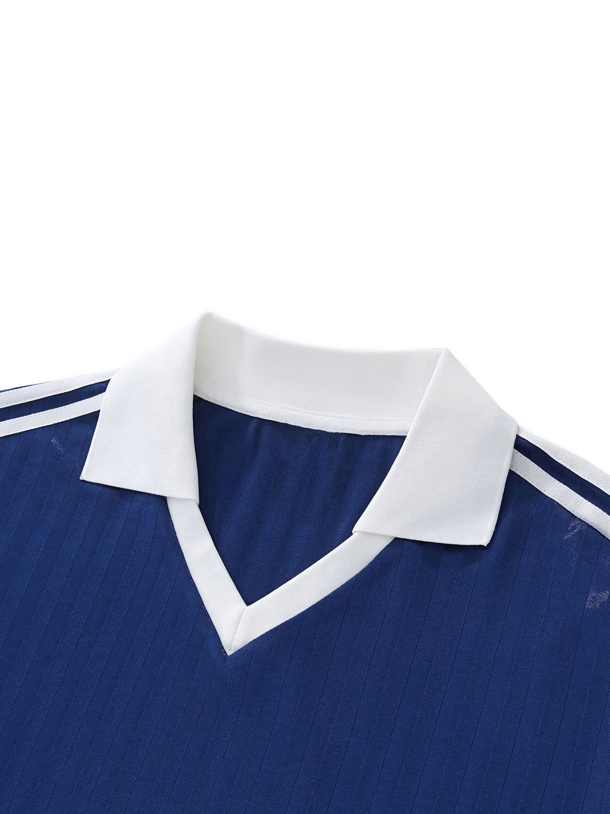 Rifted Contrast Collar Striped Soccer Jersey T-Shirt