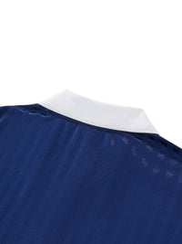 Rifted Contrast Collar Striped Soccer Jersey T-Shirt