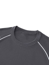 Rifted Contrast Piping Panel Raglan T-Shirt