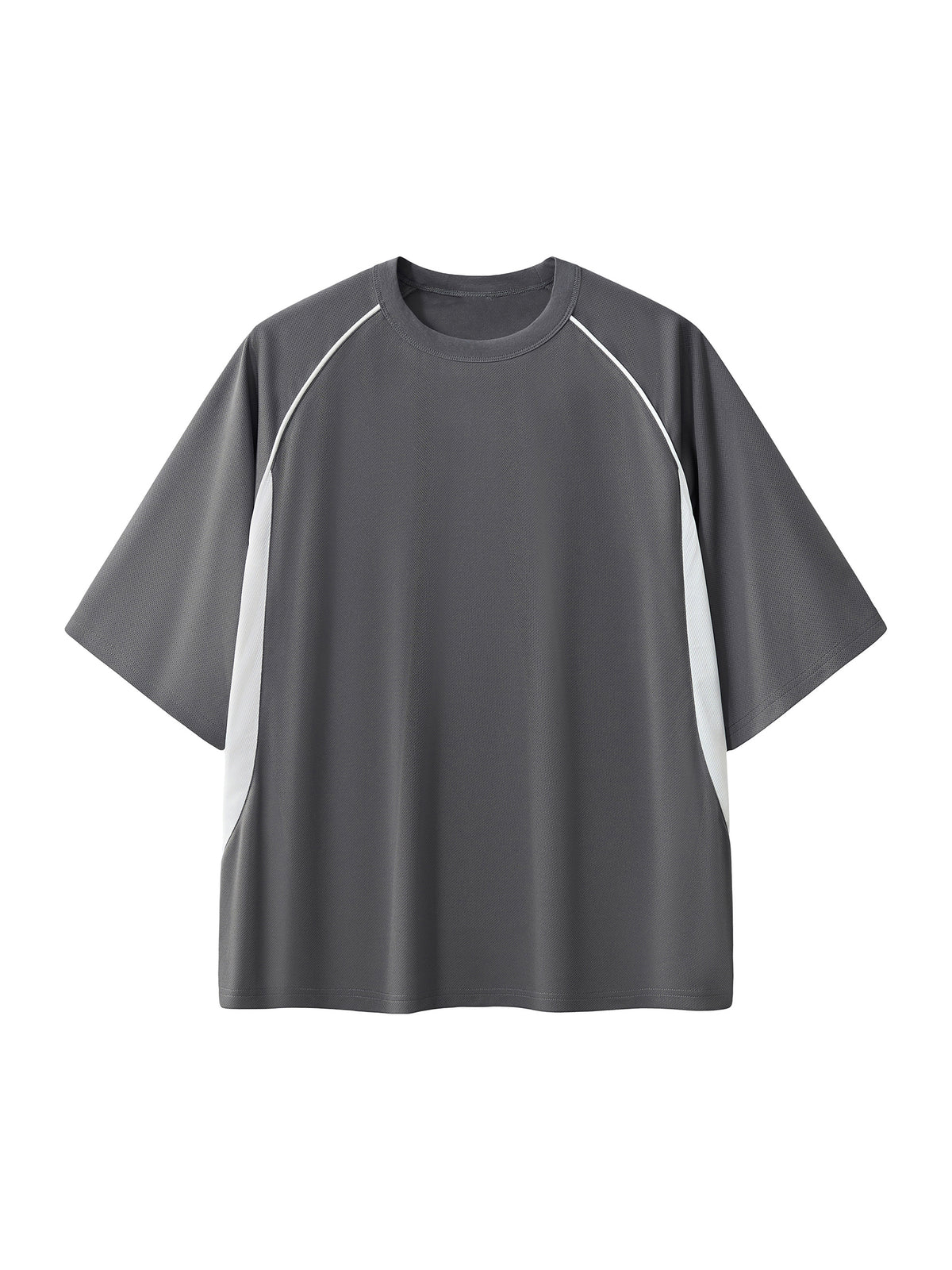 Rifted Contrast Piping Panel Raglan T-Shirt