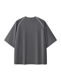 Rifted Contrast Piping Panel Raglan T-Shirt