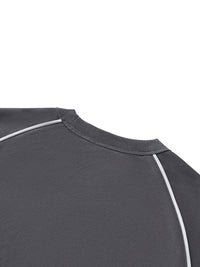 Rifted Contrast Piping Panel Raglan T-Shirt