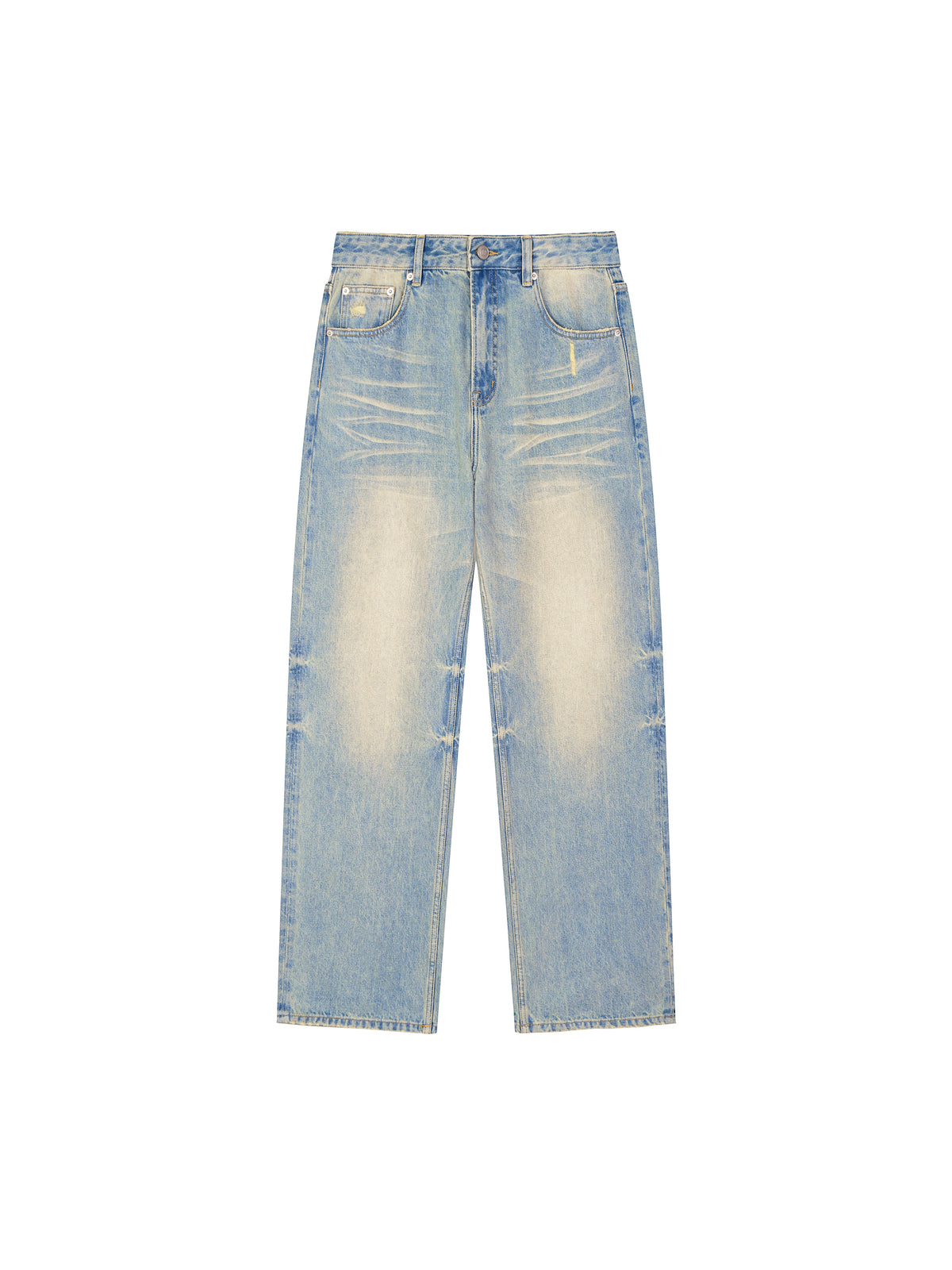 Rifted Sun Fade Raw Hem Denim Jeans
