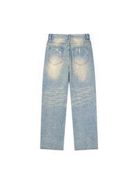 Rifted Sun Fade Raw Hem Denim Jeans