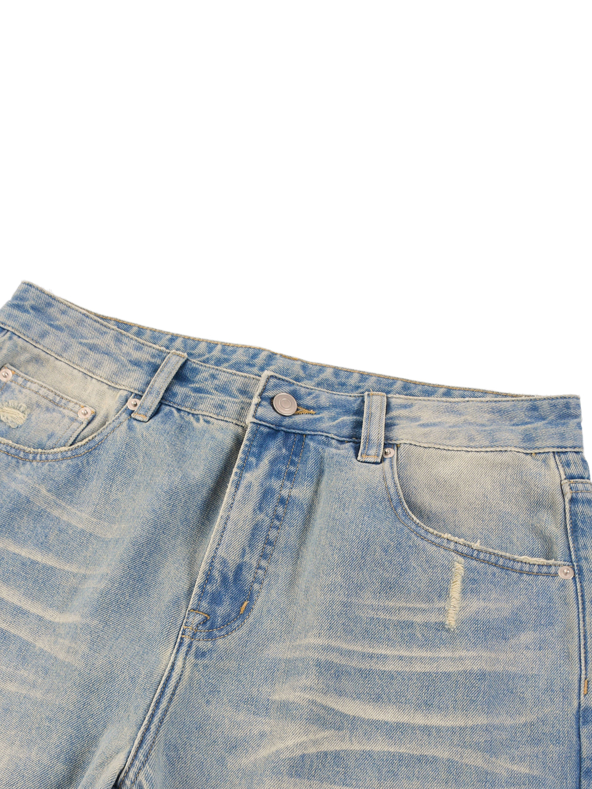 Rifted Sun Fade Raw Hem Denim Jeans