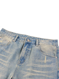 Rifted Sun Fade Raw Hem Denim Jeans