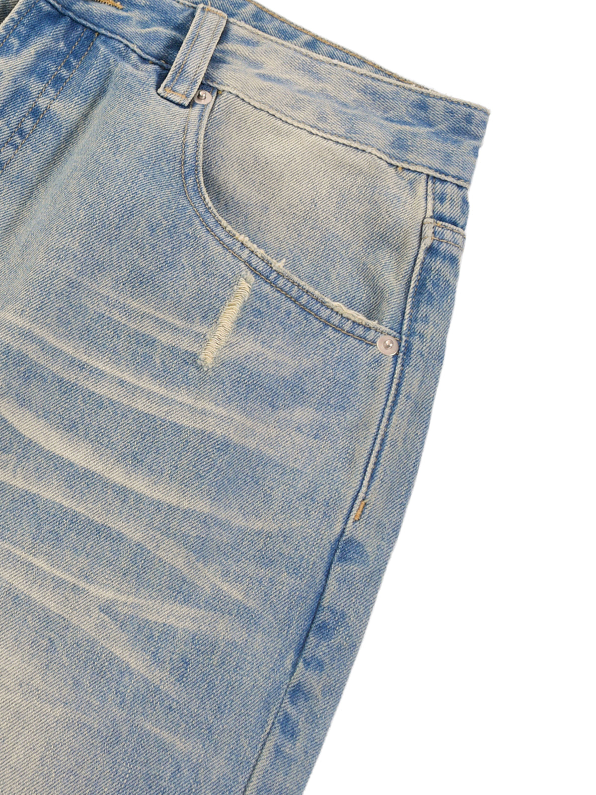 Rifted Sun Fade Raw Hem Denim Jeans