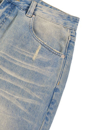 Rifted Sun Fade Raw Hem Denim Jeans