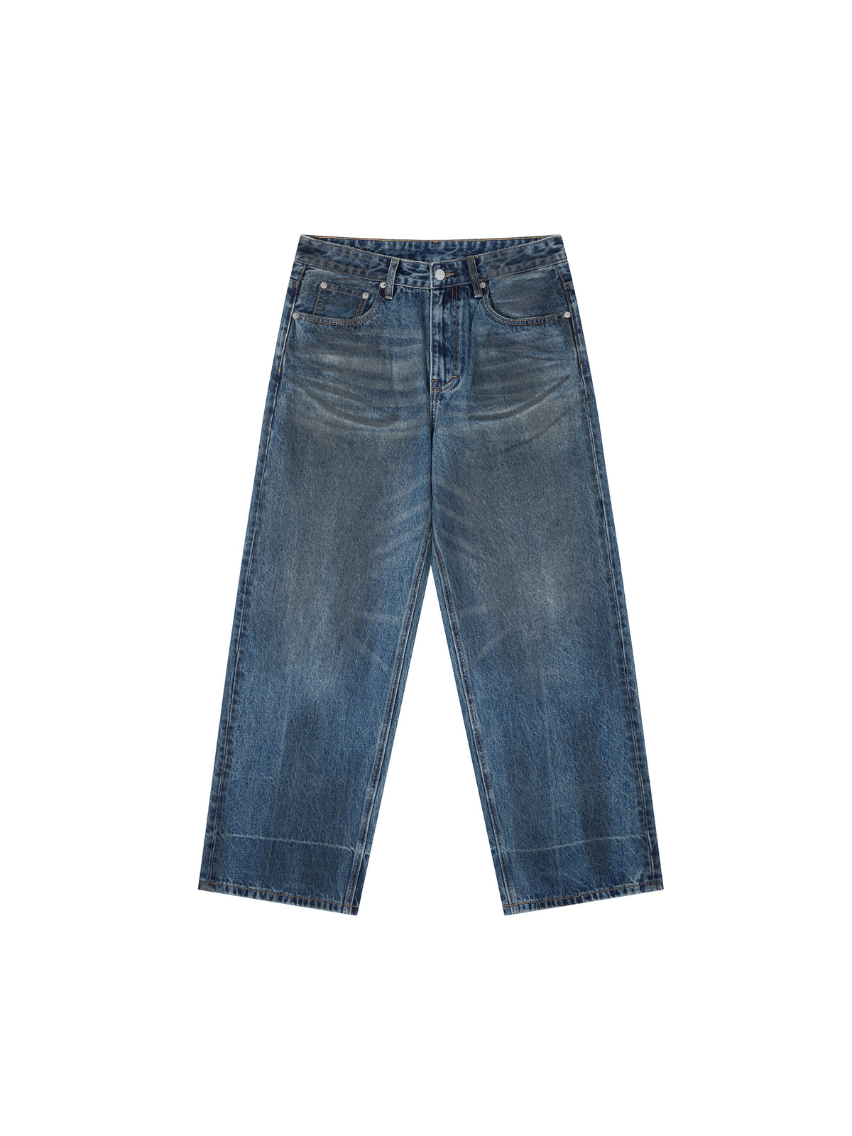 Rifted Vintage Wash Baggy Denim Jeans
