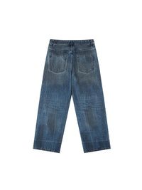 Rifted Vintage Wash Baggy Denim Jeans