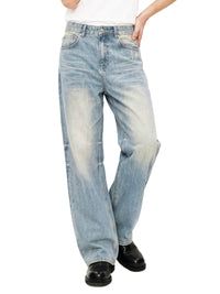Rifted Sun Fade Raw Hem Denim Jeans