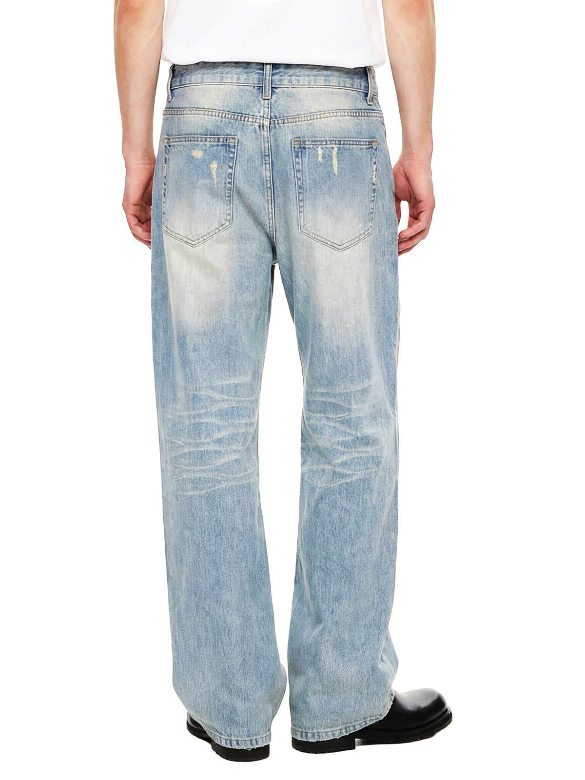Rifted Sun Fade Raw Hem Denim Jeans
