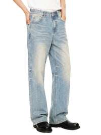 Rifted Sun Fade Raw Hem Denim Jeans