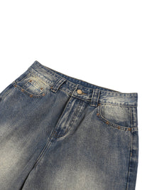 Rifted Vintage Wash Baggy Denim Shorts