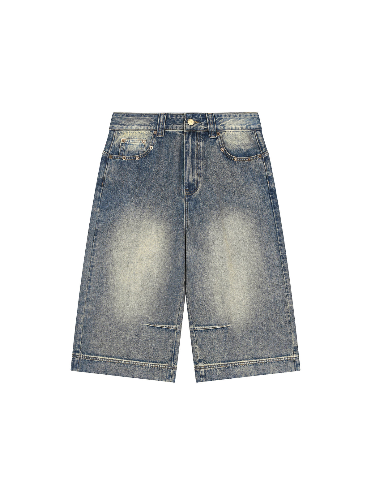 Rifted Vintage Wash Baggy Denim Shorts