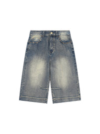Rifted Vintage Wash Baggy Denim Shorts