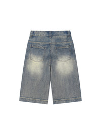 Rifted Vintage Wash Baggy Denim Shorts