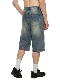 Rifted Vintage Wash Baggy Denim Shorts