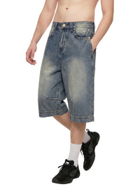 Rifted Vintage Wash Baggy Denim Shorts
