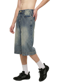 Rifted Vintage Wash Baggy Denim Shorts