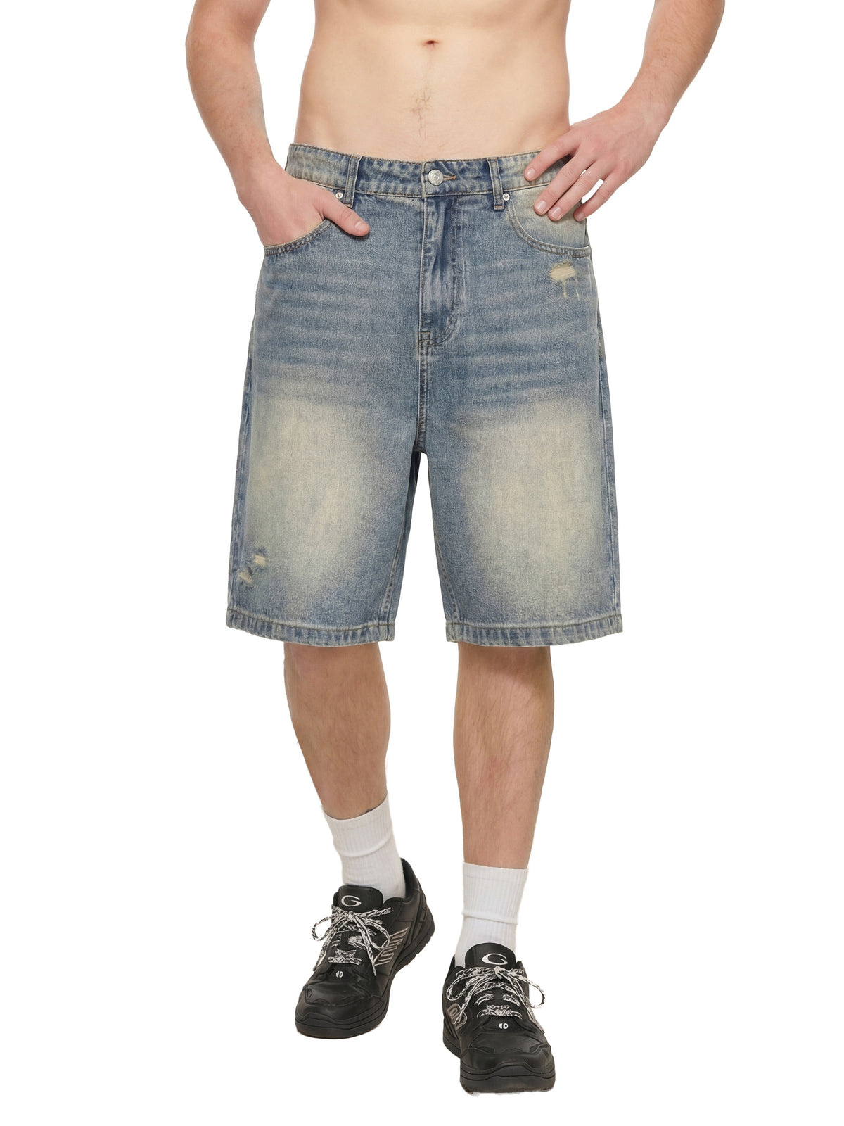 Rifted Faded Distressed Baggy Denim Shorts
