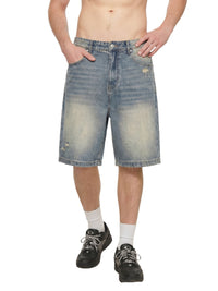 Rifted Faded Distressed Baggy Denim Shorts