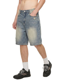 Rifted Faded Distressed Baggy Denim Shorts