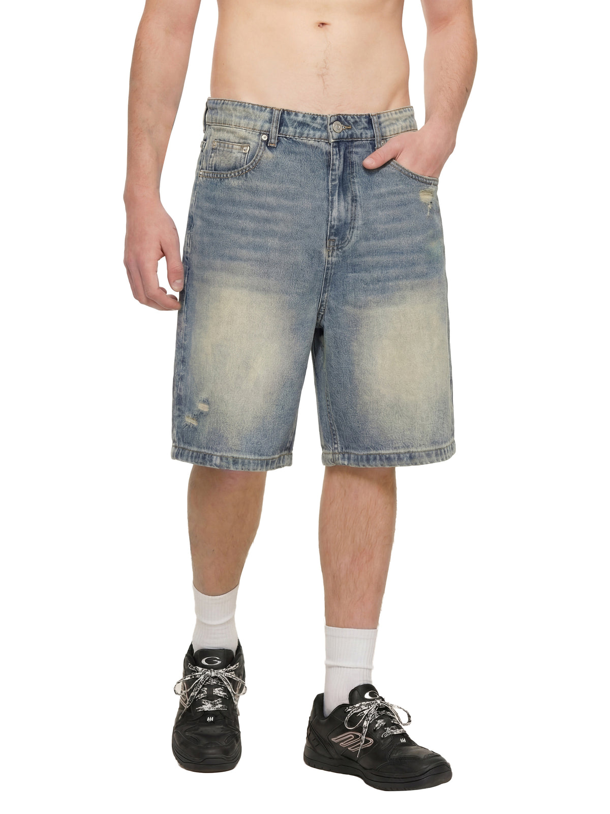 Rifted Faded Distressed Baggy Denim Shorts