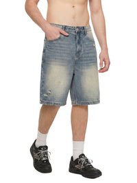 Rifted Faded Distressed Baggy Denim Shorts